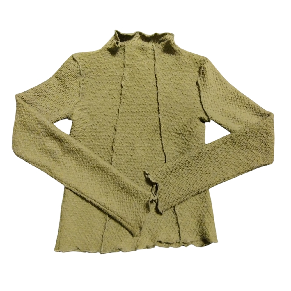 EUC 2/$10 Art Class Textured Olive Green Long Sleeve Top Mock Turtle Neck 6/7